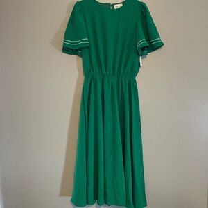 Retro style midi dress with embroidery sleeves-NWT